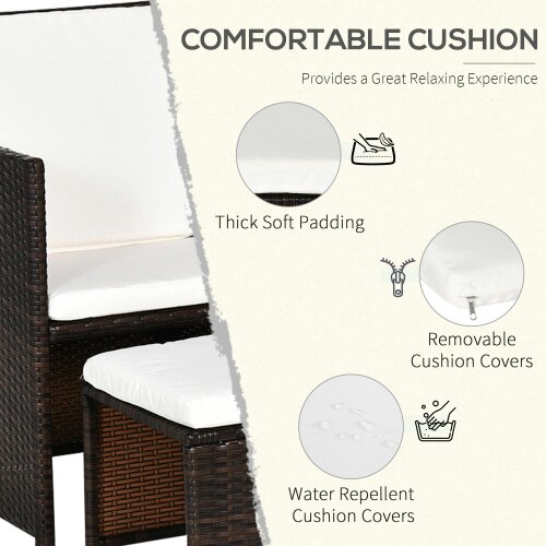 Wyld Haus Nevani Rattan Brown 2 Seater Cube Garden Dining Set With Armchairs Stools And Rectangular Glass Table