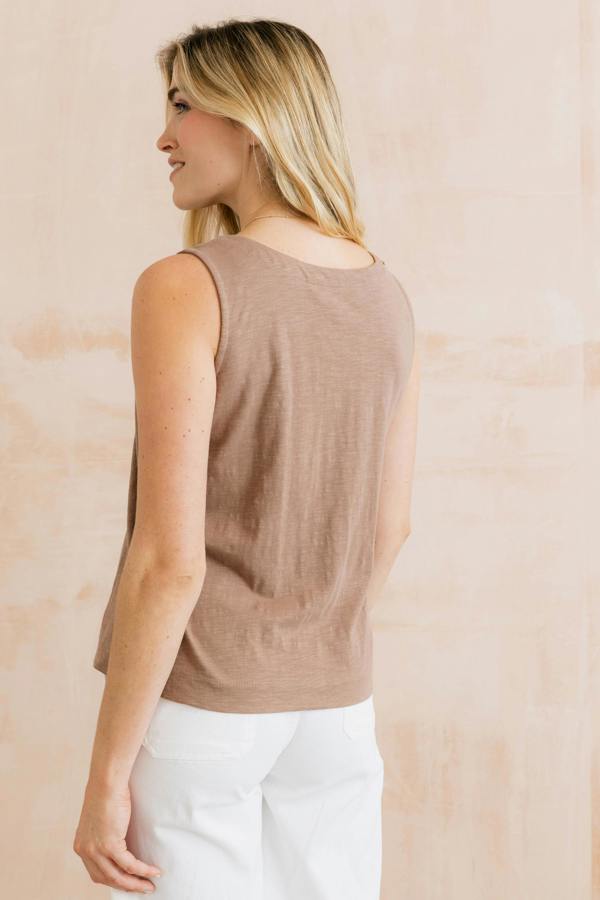 Lily & Me Pier Organic Cotton Jersey Button Vest Mocha