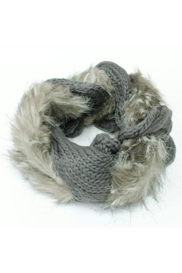 ikrush Saoirse Knitted Faux Fur Twist Neck Warmer
