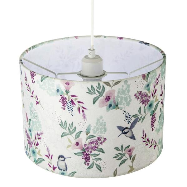 Charming Botanical Woodland-Inspired Velvet Fabric Circular Lampshade Image 3