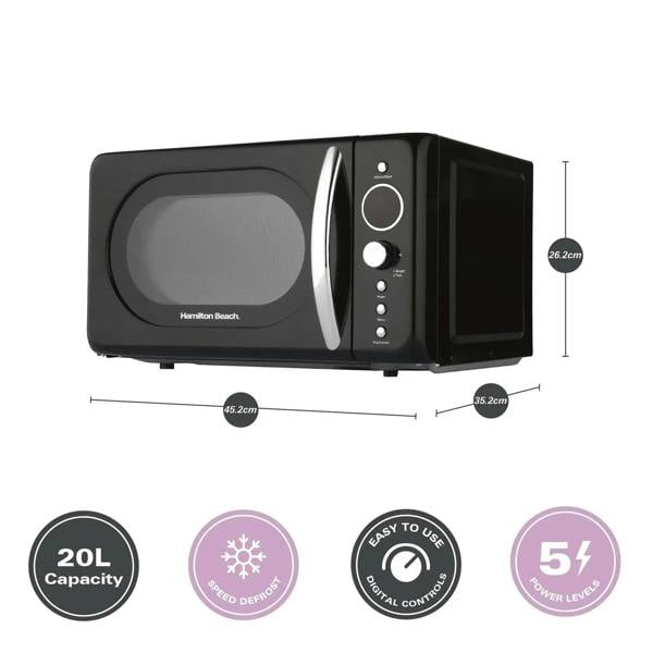 Hamilton Beach 20L Retro Black Microwave - Hamilton Beach UK