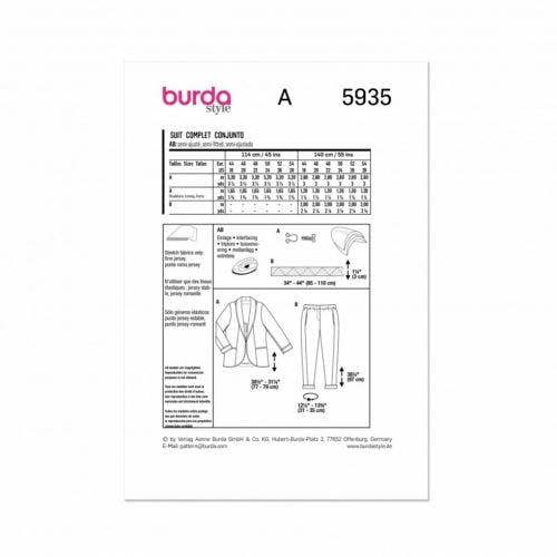 Burda Sewing Pattern 5935 Suits, Jackets and Trousers For Women, 18-28 (44-54) - Intermediate