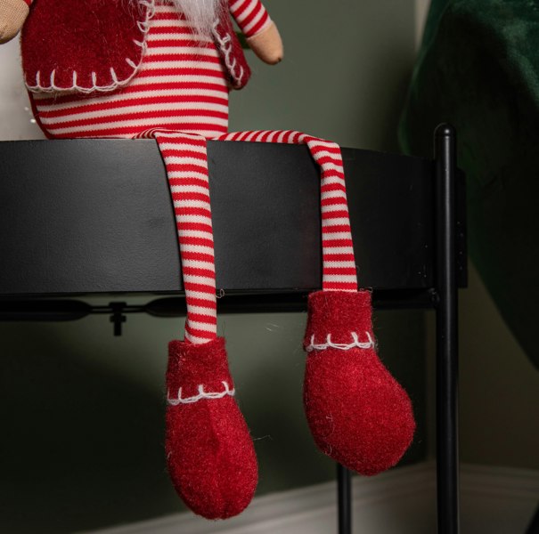 Samuel Alexander 50cm Red and White Stripe Sitting Christmas Gonk Decoration with Dangly Legs