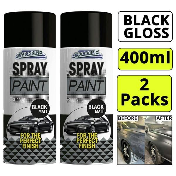 Carpride 2X Matt Black Car Spray Paint 400ml