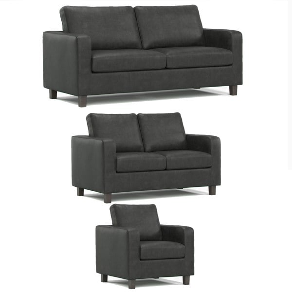 Furnishings For Less York Black Faux Leather 3+2+1 Set
