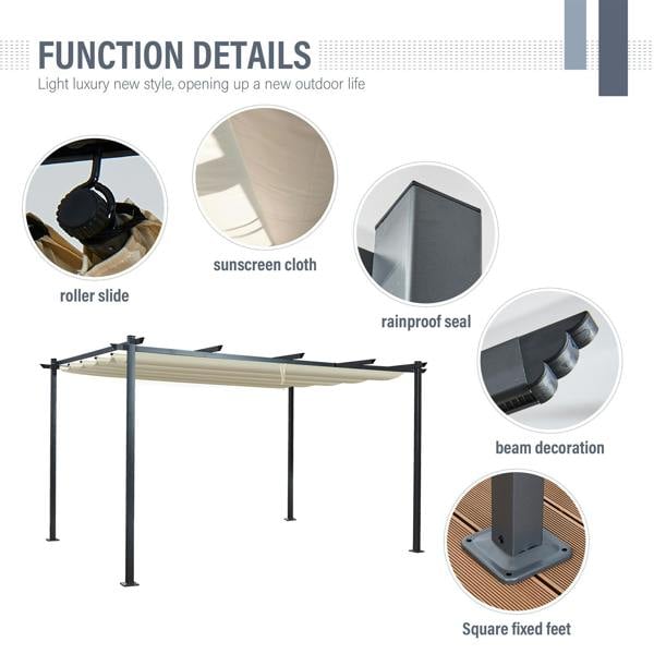 acorn 4m x 3m rectangular pergola in creamy white