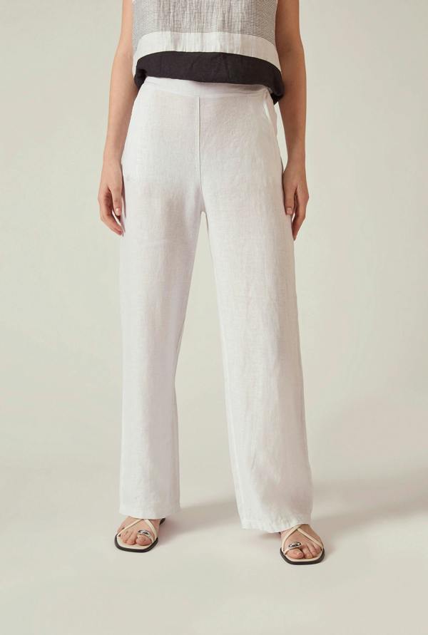 James Lakeland Relaxed White Linen Trousers