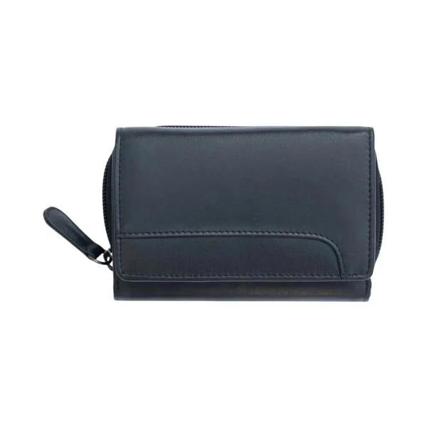 Black leather wallet on a white background