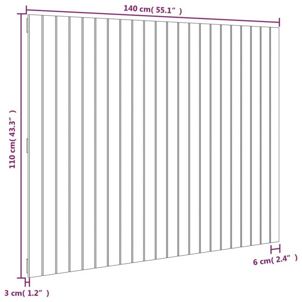 Berkfield Wall Headboard Black 140x3x110 cm Solid Wood Pine