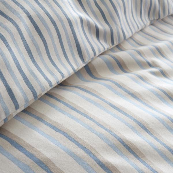 Emily Bond Brushed Cotton Somerset Stripe Reversible Duvet Cover Set Blue