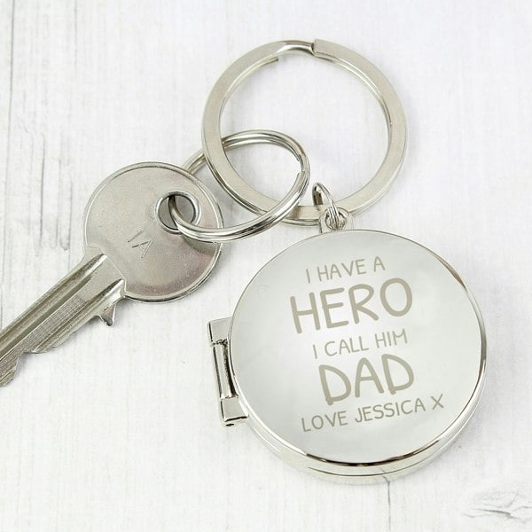 Personalised Memento Company Personalised I Have A Hero Round Photo Keyring