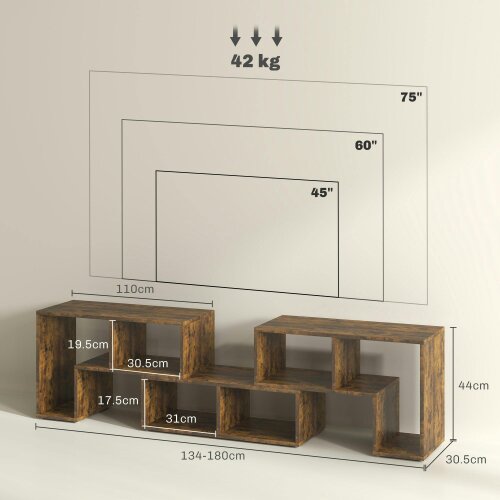 Wyld Haus Paline Rase 130cm Wooden Rustic Brown 3 Block Modular TV Stand