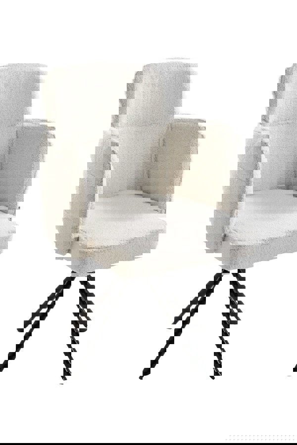 Living and Home White Upholstered Leisure Swivel Chair with Metal Legs