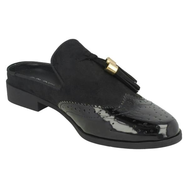 Spot On Ladies Spot On Closed Toe Brogue Mules