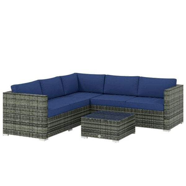 Four-Piece Rattan Sofa Set - Blue