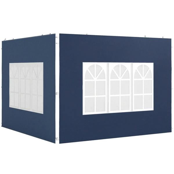 Set of two blue gazebo replacement walls with white window panels