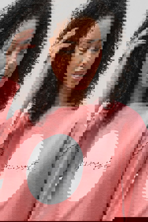 ENORSIA Raw Edge Chest Print Sweatshirt