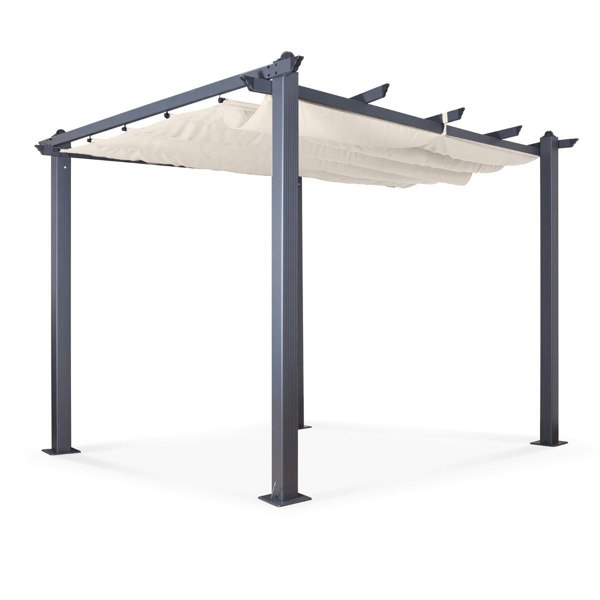 Oseasons Acorn Aluminium 3m Square Pergola Gazebo in Creamy White