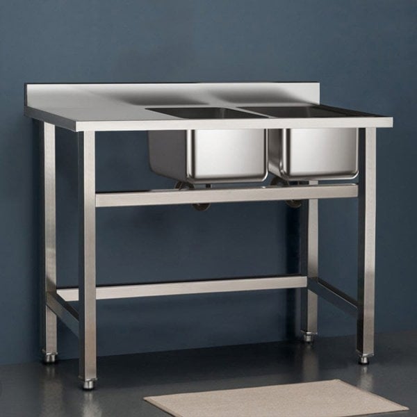 4ft Stainless Steel Kitchen Commercial Sink with Drinboard Kitchen Sinks Living and Home