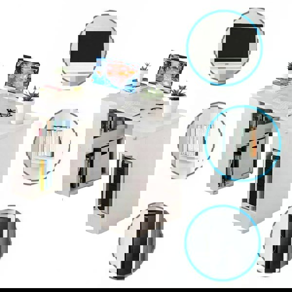 Havendro Computer Desk H Shaped PC Laptop Gaming Table W/ Book Shelves Bookcase UK