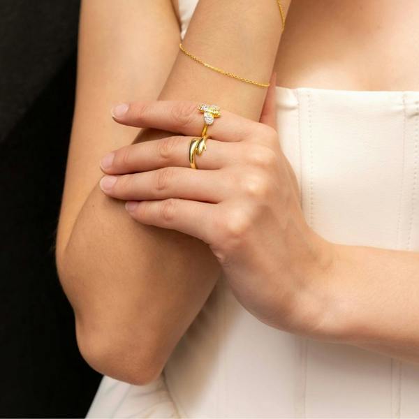 Spero London Sterling Silver Bumble Bee Ring