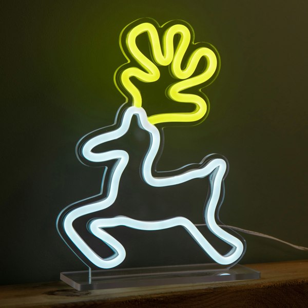 Samuel Alexander 25cm Light up Christmas Reindeer Table Top Neon Sign