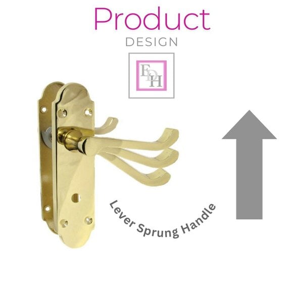 EDH Door Hardware Brass Finish Epsom Victorian Scroll on Shaped Back Plate Lock Door Handle