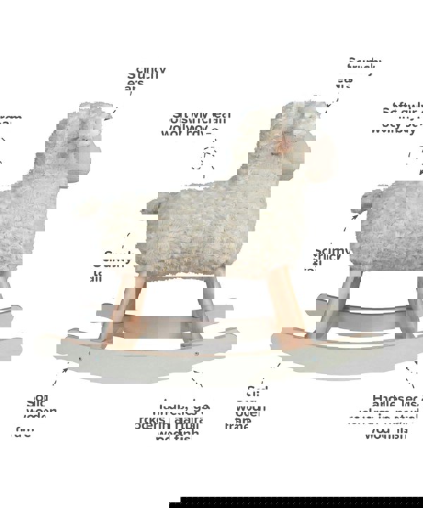 Infographic image of Lambert Rocking Sheep showing features and benefits