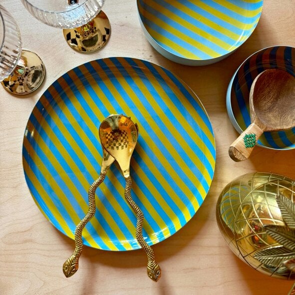 Love Frankie Large Circular Stripy Trays - 5 Colours Available