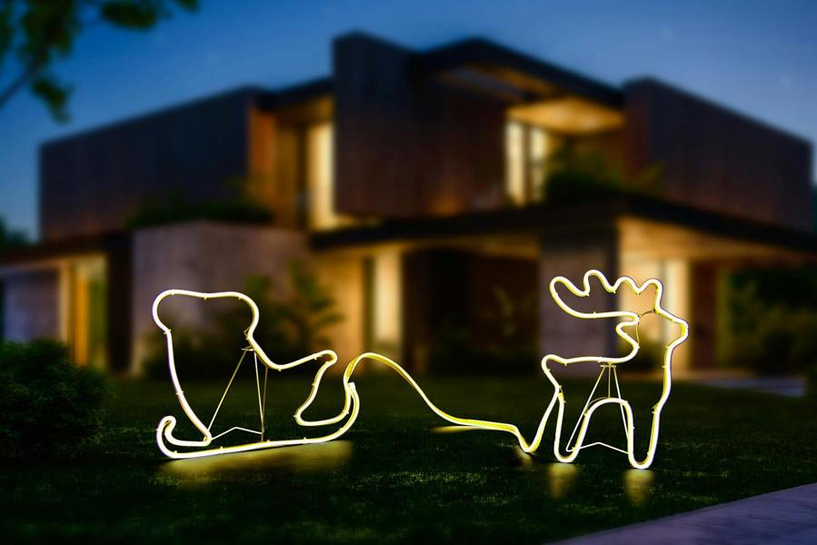 Reindeer with Sleigh Neon Effect Rope Light Silhouette with 90 Warm White LEDs image 5