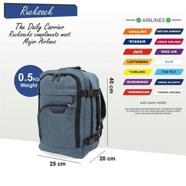 Infinity Luggage Rucksack Backpack 40x20 x25 cm Underseat Travel Cabin Bag for Easy Jet, Ryanair
