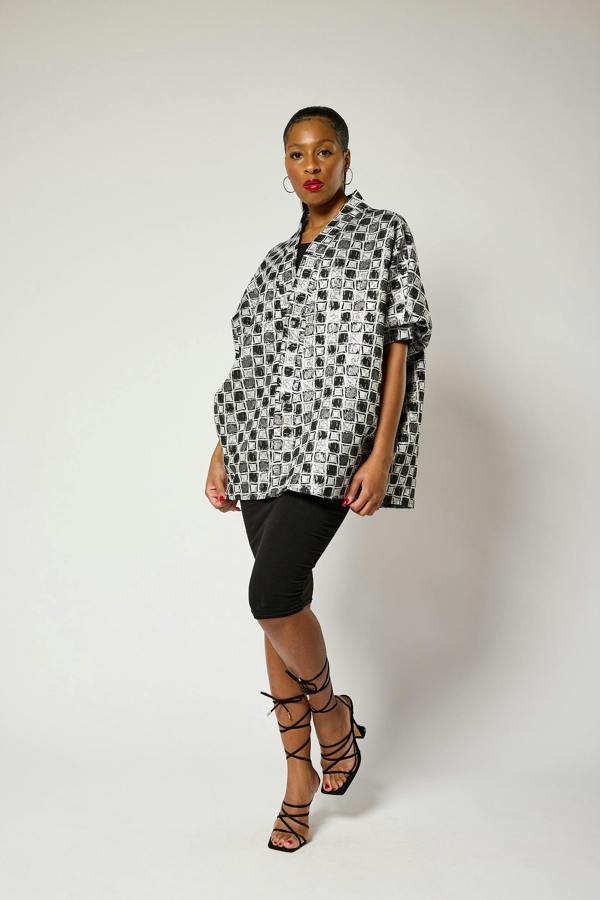 Lioness by TF Short Checkered Kimono Jacket