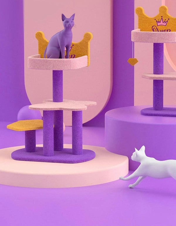Seb Cat Climber, Cat Tree, Coral Fleece-Weilai concept-Weilai Concept