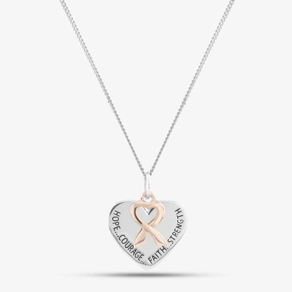 T. H. Baker Sterling Silver Rose Gold Tone Heart Necklet 8.68.4199