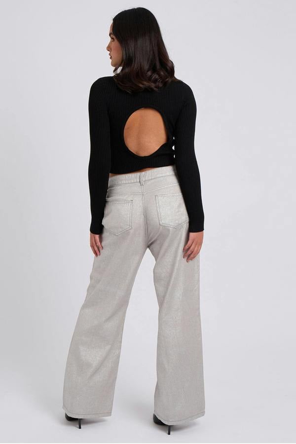 Urban Bliss Black Cut Out Back Wrap Jumper