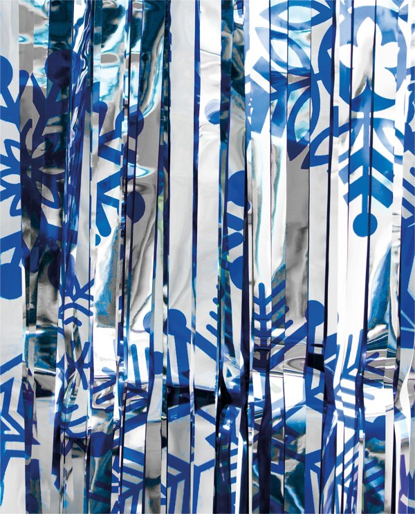 Cheetah Shimmer christmas Tinsel Curtain, 2M x 1M Blue