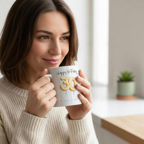 Personalised 30th Birthday Gold Balloons Mug