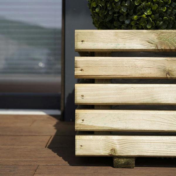 Cerland Kub Rectangular Slatted Planter 80cm x 40cm 60L Modern Wooden Planter