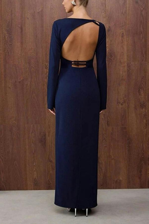 WOVCOR Maxi Evening Dress with Back Detail