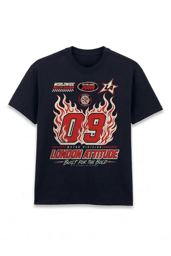 London Attitude Racing Oversized Heavyweight Graphic T-Shirt