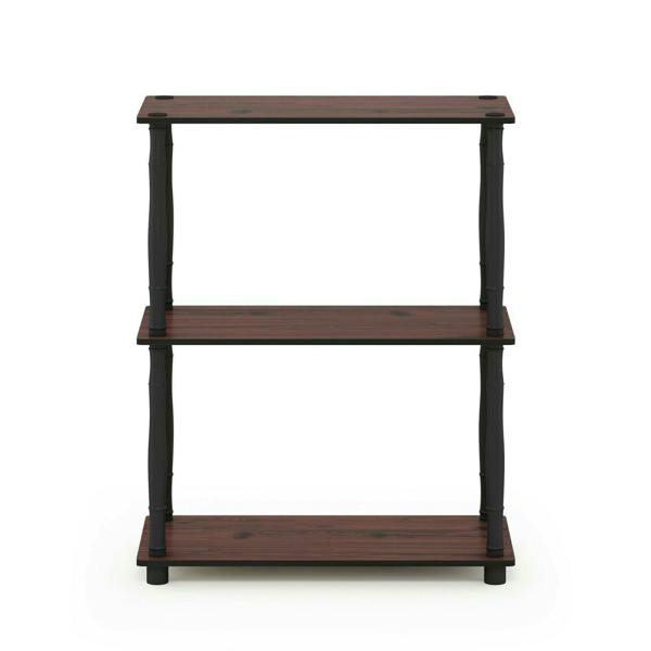 WALPLUS Elegant Turn-N-Tube 3-Tier Compact Multipurpose Shelf Display Rack with Classic Tube, Dark Cherry/Black for Entryway