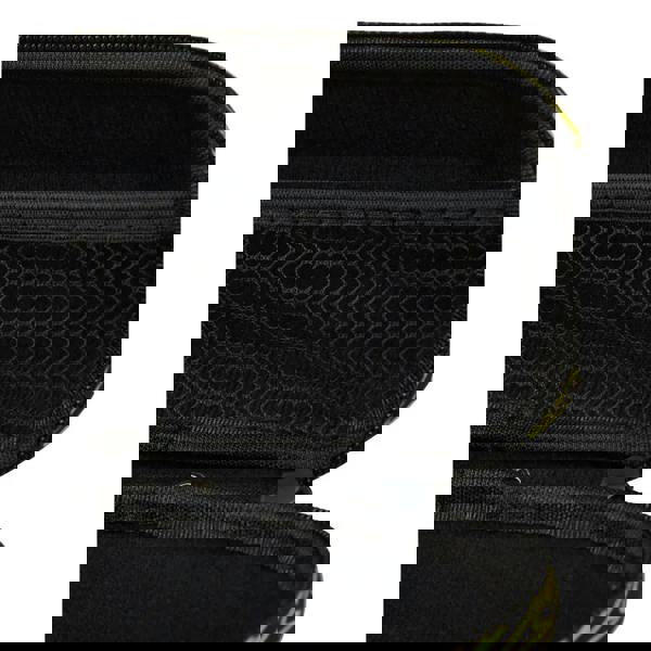 Speedo goggle storage case with black yellow hard shell and zipper