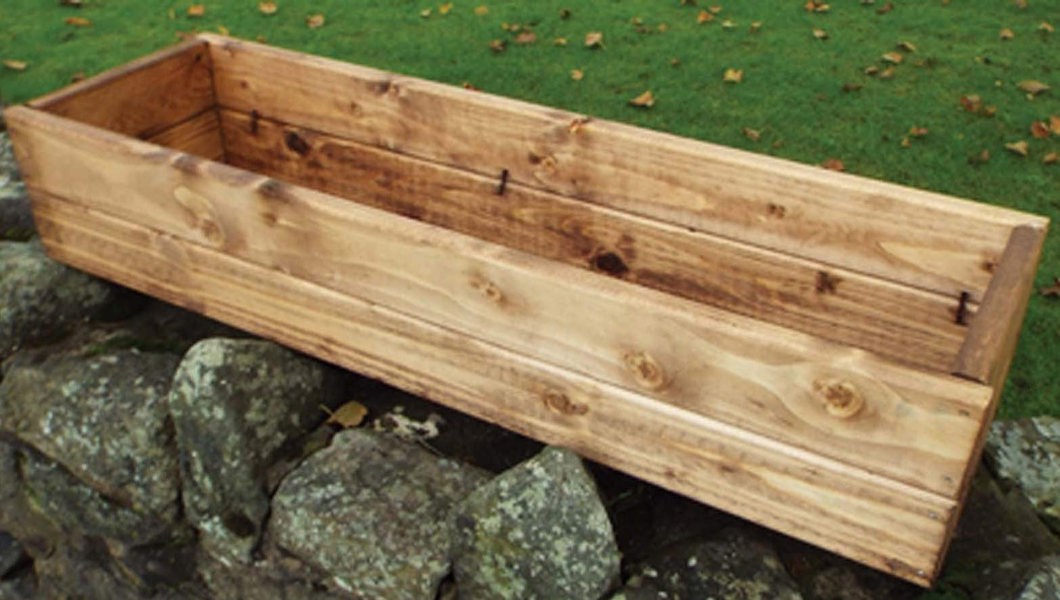Samuel Alexander Hand Made 76cm x 23cm x 14cm Rustic Wooden Garden Window Trough Flower Planter