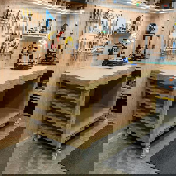 Arbor Garden Solutions Wooden Workbench MDF Top with Extra shelving Depth-3ft