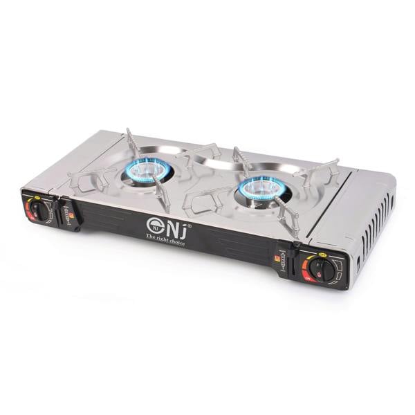 NJ Double Burner Camping Gas Stove with Grill