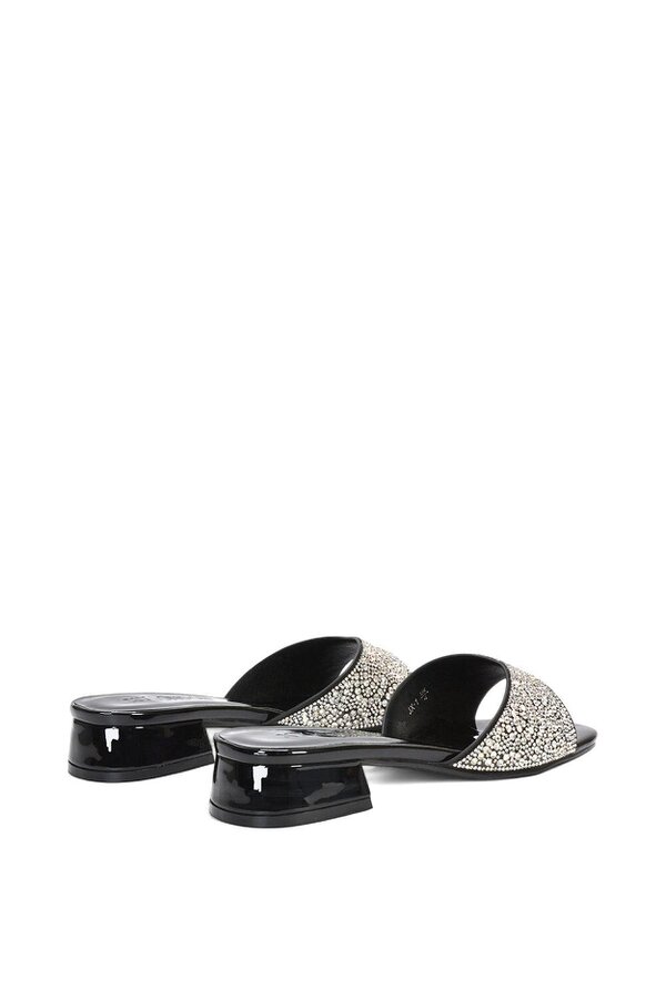 XY LONDON Low Heel Sandal Mules With Diamante Details