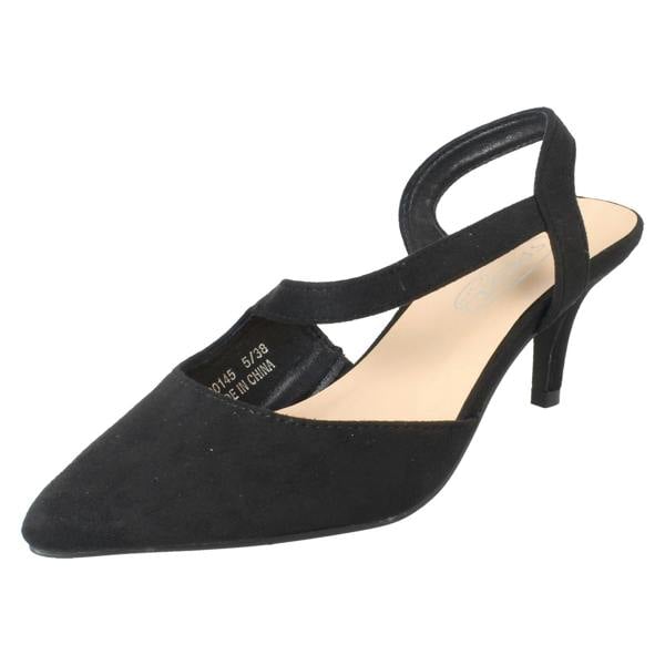 Spot On Ladies Spot On Slip On Pointed Summer Strappy Low Heeled Shoes F90145