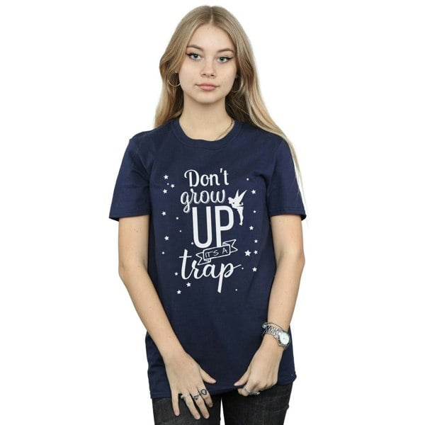 Disney Womens/Ladies Tinker Bell Don´t Grow Up Cotton Boyfriend T-Shirt - Navy Blue