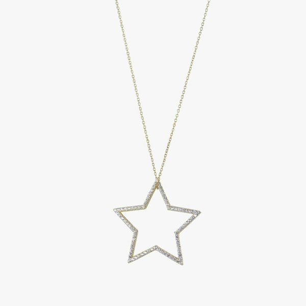 Sterling Silver Silhouette Star Pavé Necklace - Reeves & Reeves