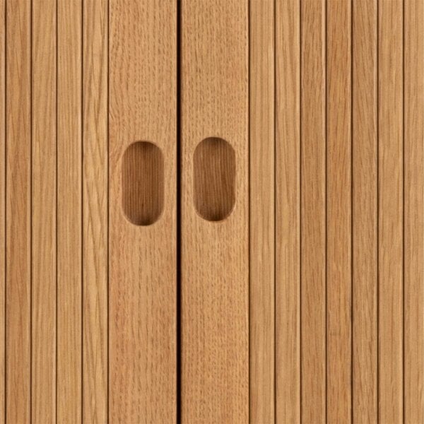 Wyld Haus Copenhagen Natural Oak Wood Etched Cabinet 2 Tambour Doors